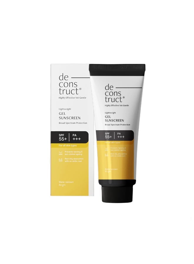 Deconstruct Gel Sunscreen for Oily skin | In - Vivo Tested SPF 50 + and PA+++ | Matte, Lightweight & Airy, Non-greasy | For oily, combination & normal skin | For Men & Women - 80g - Image 1